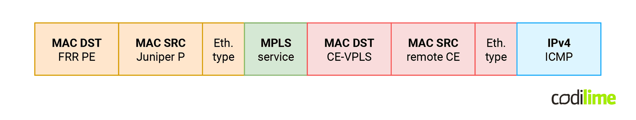 Encapsulation of packet in VPLS scenario